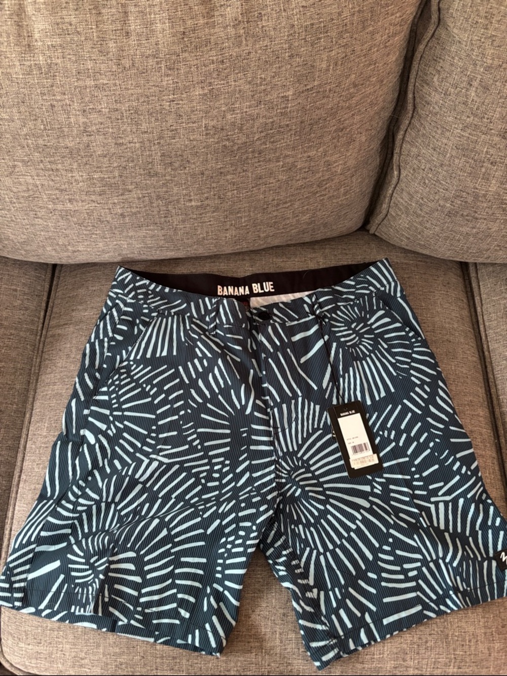 Banana Blue Men's Navy & Light Blue Patterned Swim Board Shorts